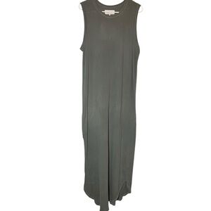 The Great Distressed Cotton Maxi Dress‎ Sage Green Side Slit Sleeveless Size M